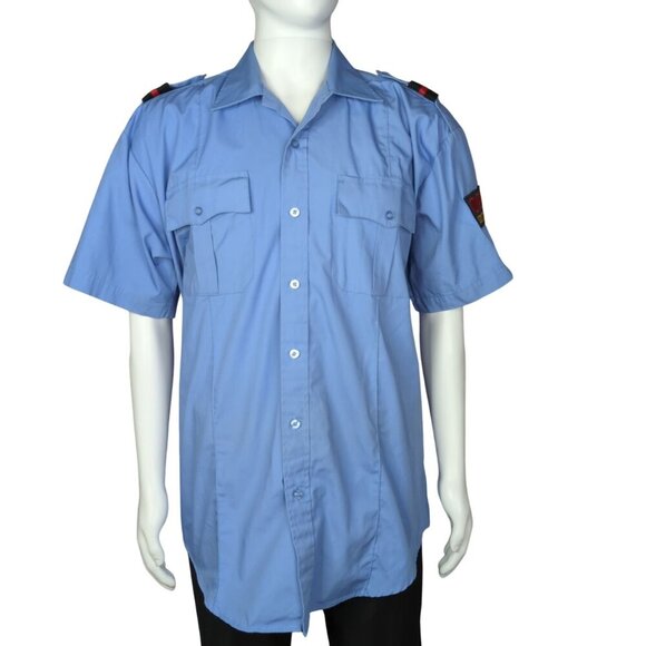 DutyPro Mens Blue Short Sleeve Uniform Shirt With Patches 65% Polyester 35% Cott - Picture 9 of 9